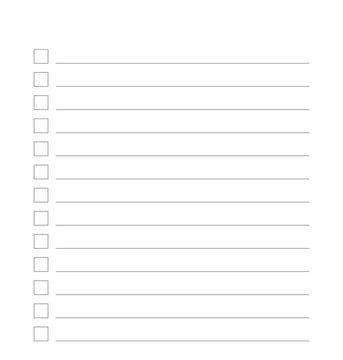 Blank Paper Sheet with Lines and Checkboxes Isolated on Transparent Background