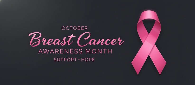 Pink ribbon symbol for breast cancer awareness month with women health