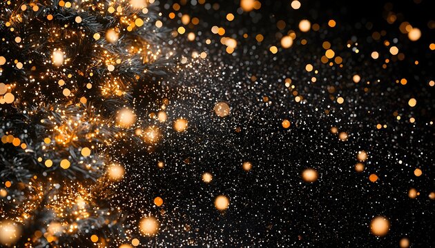 Festive black background with gold glitter.