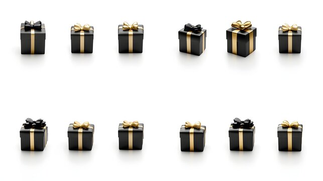 Black and gold gift box icons.