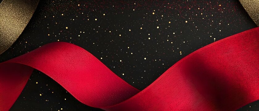 Elegant Black Friday banner with red ribbon.