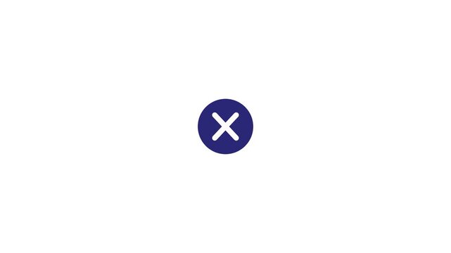 Minimalist close button animation on white background, for user interface