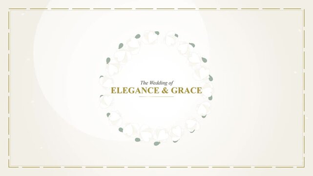 Wedding invitation background with heart wreath and gold text