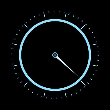 Stylized neon speedometer data graphic for connection performance and network speed measurement.