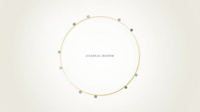 Golden circular wreath with leaves and Eternal Bloom text