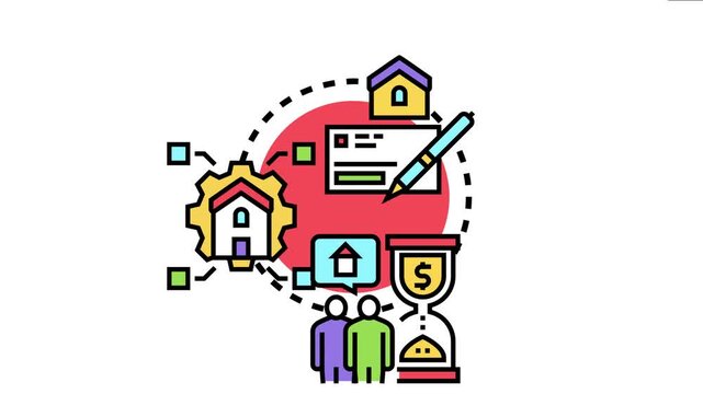 Mortgage liability concept abstract featuring property, contractual agreement process, people planning, and financial time management