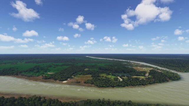 Circular aerial shot of Hiron Point in Khulna. Bangladesh