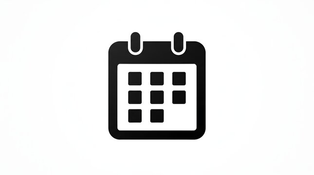 Minimal black calendar icon isolated on a white background