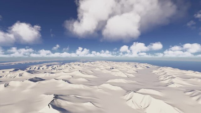 Aerial view of the snow over Bylot Island in Qikiqtaaluk Region Nunavut. Canada