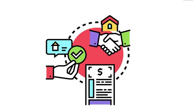 Mortgage agreement signing concept with hands shaking, document, house, and checkmark symbolizing a successful real estate transaction and home loan approval
