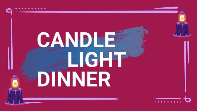 Candle light dinner text display on red background with decorative lanterns