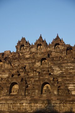 Borobudur Temple Terraces with Rows of Buddha Statues