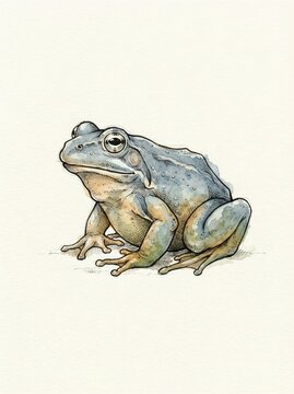 Frog Illustration Drawing, Vintage Watercolor Style AI Art