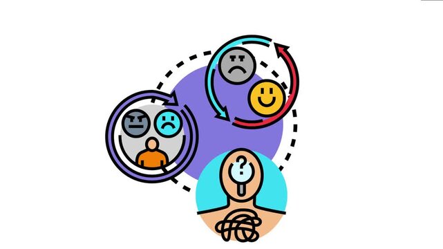 Mood shift concept frequent emotional changes, mental health struggles, and the confusion associated with oscillating feelings and varying emotional well being