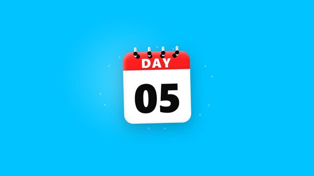 3D rendered calendar icon showing day five on a bright blue background.
