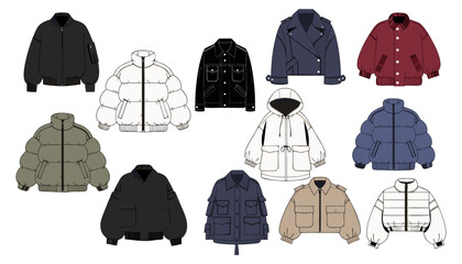Winter Jacket and Puffer Coat Collection Fashion Clothing Illustration © Ariyan
