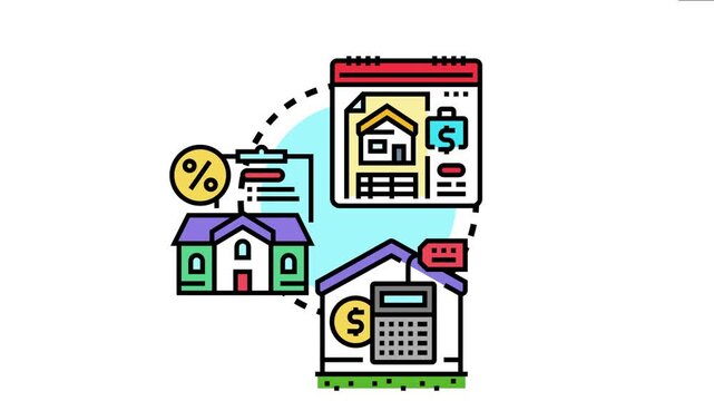 Conceptual showing home financing, involving monthly loan interest calculations, mortgage payments, and property investment planning within a financial calendar context
