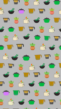 Kitchenware and stylized pineapple pattern