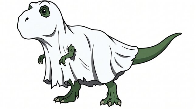 Funny T-Rex Dinosaur Wearing White Ghost Costume