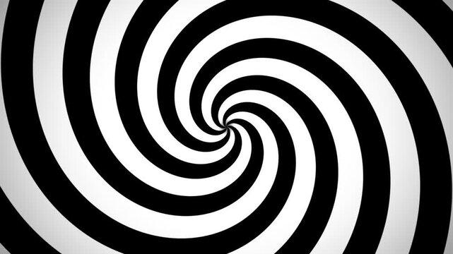 Monochrome vortex pattern swirls inward from the edges to form a classic hypnotic visual effect.