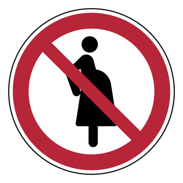 ISO 7010 P042 Not for Pregnant Women Prohibition Sign &ndash; Red Circular Safety Symbol for Restricted Areas, Workplaces, Industrial Facilities and Occupational Safety