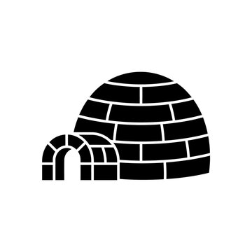 Igloo dome shelter black silhouette icon isolated on transparent background for arctic exploration travel winter housing architecture or polar region concept art.