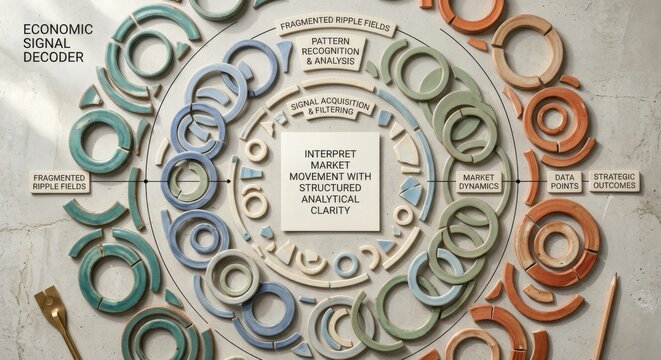 Circular Abstract Design with Geometric Rings and Analytical Text