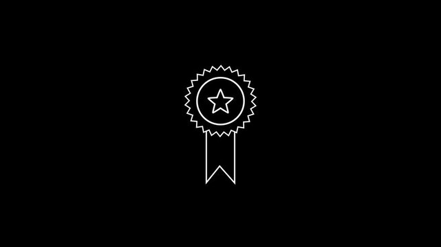 Merit animated icon badge with star stripes elements on a black background...