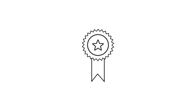 Merit animated icon badge with star stripes elements on a white background...