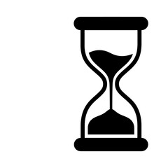 Hourglass time measurement silhouette icon black sand timer graphic element for business management planning productivity and deadline monitoring conceptual design. © Mr