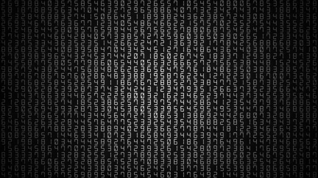 White Random Numbers Changing Big Data AI Tech Background Seamless Loop 4K