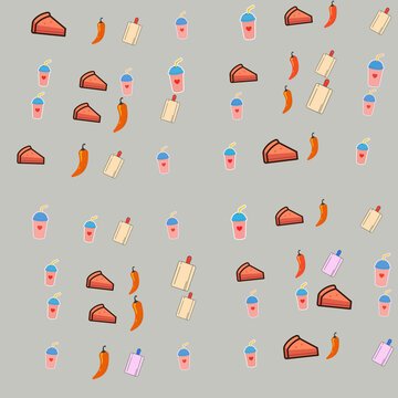 Seamless pattern of food and drink icons