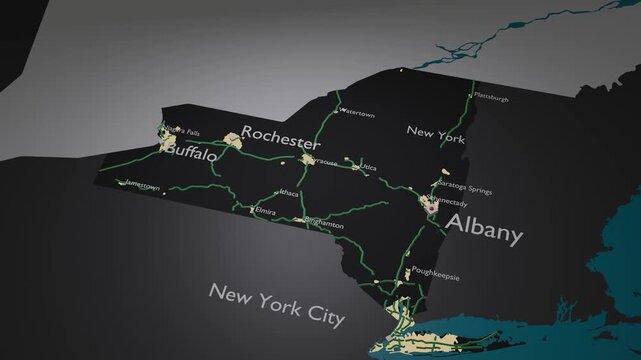 New York 3D Map Camera Zoom Out Motion