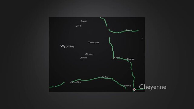 Wyoming State 3D Digital Cartography Graphic