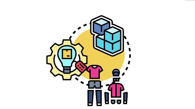 Concept showcasing modular product structure using various components, idea generation, and assembling apparel parts for efficient manufacturing and customization