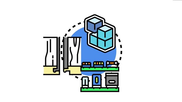 Diagram the concept of modularity, assembling various components from both construction materials and electronic parts, creating an interconnected system