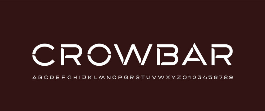 Trendy font, modern alphabet, letters A, B, C, D, E, F, G, H, I, J, K, L, M, N, O, P, Q, R, S, T, U, V, W, X, Y, Z and numerals 0, 1, 2, 3, 4, 5, 6, 7, 8, 9.