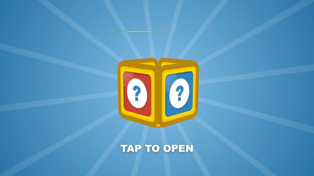 Digital mystery box icon with question marks for mobile gaming interface and rewards.
