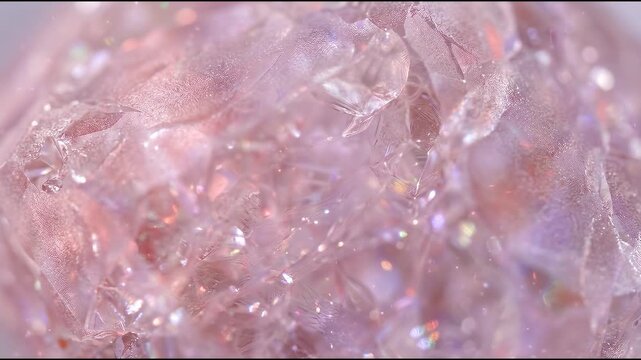 Quantum computing crystal lattice glows with a delicate rose-quartz and pale-lilac radiance, its