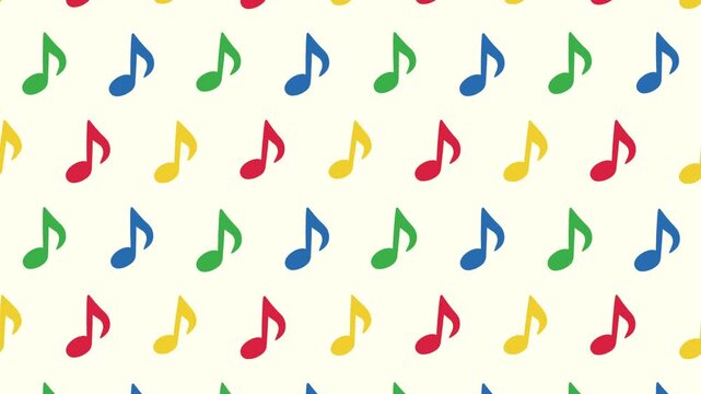 カラフルな音符のシームレスループ動画