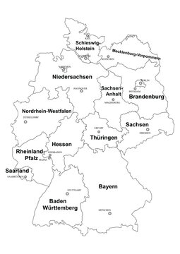 Germany Outline Map with Border on White Background