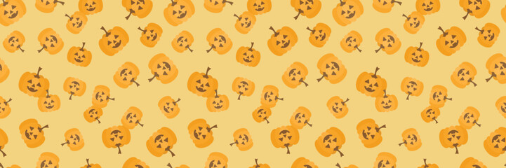 Fototapeta premium Seamless pumpkin lantern vector pattern design, modern cartoon background