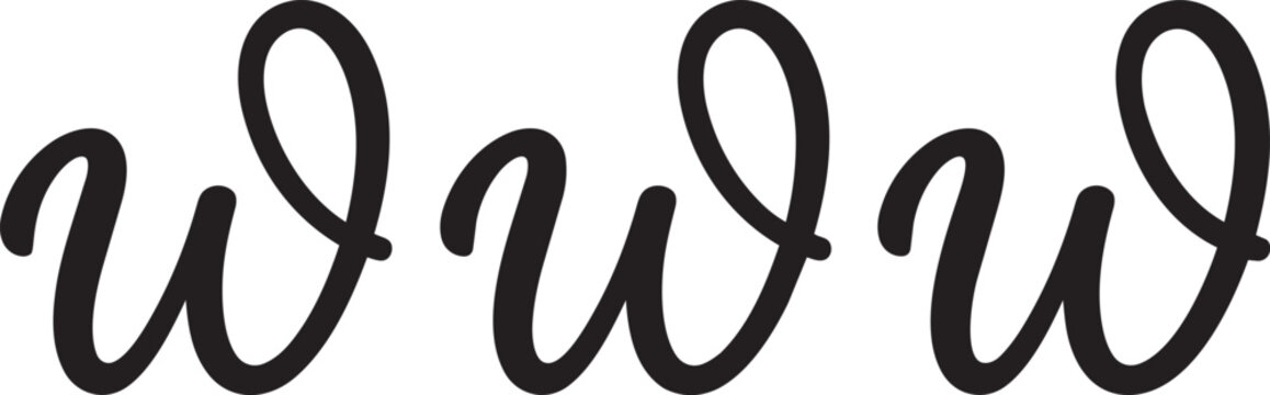 Set of three lowercase cursive letter w