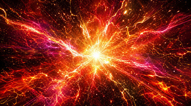 灼熱の火山エネルギーが爆発するゲームVFX背景パチンコ風演出Abstract volcanic energy explosion game VFX background