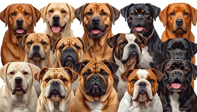 Illustration featuring a collection of the most popular and best-selling dog breeds