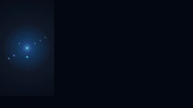 Minimal futuristic animation featuring precision geometric orbit rings, glowing particles, and balanced circular motion designed for technology presentations, product showcases, and modern digital bac