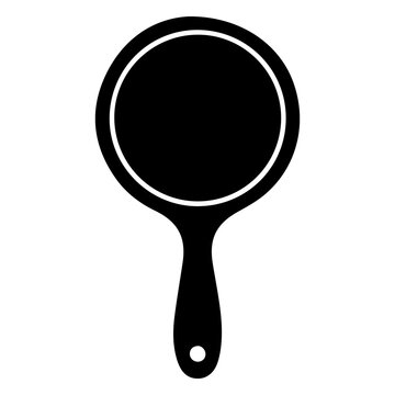 Vintage style hand mirror silhouette icon for vanity grooming and beauty branding.