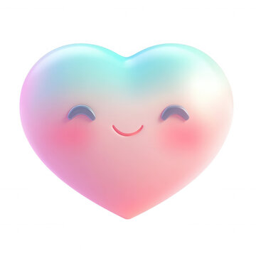 Pink smiling heart character presenting love happiness and romantic celebration with a cute glossy on transparent background design