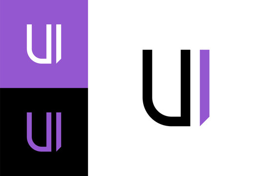 Letter U, digital alphabet cyber logo font, multi colored symbol U made lines, vector illustration 10EPS