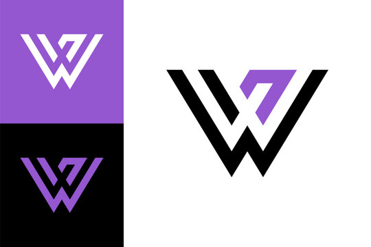 Letter W, digital alphabet cyber logo font, multi colored symbol W made lines, vector illustration 10EPS